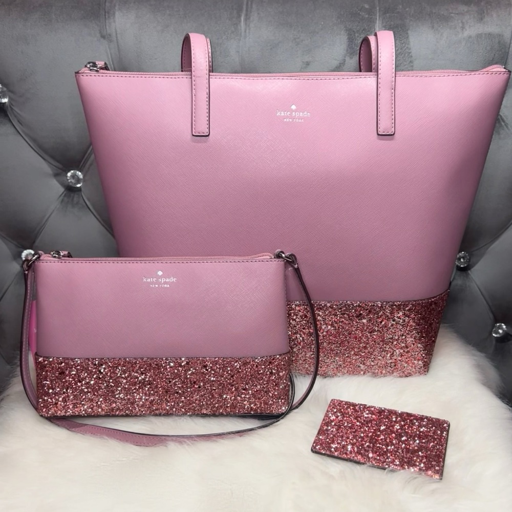 ❌SOLD❌ Kate Spade Glitter Bag Set 💗✨💜